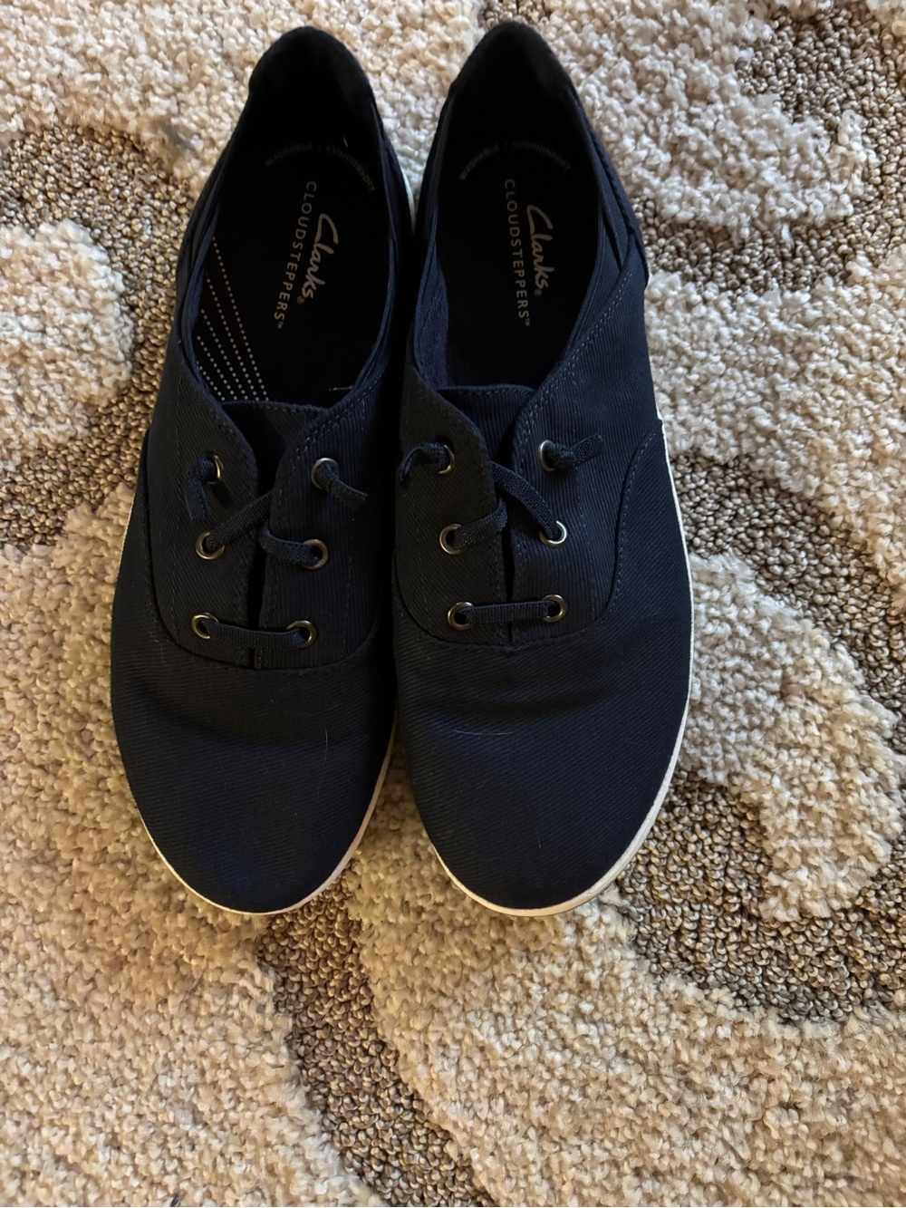 Clarks Cloudsteppers Navy Canvas Slip-On Sneakers with Elastic Lace NWOT